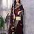 Wine soft shimmer chiffon embroidery work designer party wear festive saree with unstitched blouse piece