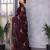 Wine soft shimmer chiffon embroidery work designer party wear festive saree with unstitched blouse piece