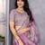 Lavender soft shimmer chiffon embroidery work designer party wear festive saree with unstitched blouse piece