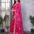 Rani pink soft shimmer chiffon embroidery work designer party wear festive saree with unstitched blouse piece