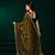 Olive  soft net sequence emboidery designer party wear festive saree with unstitched blouse piece