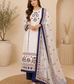 Stylish printed maslin kurta set with sequence work dupatta & rayon pant