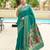 Teal green soft silk blend banarasi jacuard work designer party wear saree with unstitched blouse piece