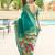 Teal green soft silk blend banarasi jacuard work designer party wear saree with unstitched blouse piece