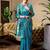 Aqua soft silk blend banarasi jacuard work designer party wear saree with unstitched blouse piece