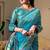 Aqua soft silk blend banarasi jacuard work designer party wear saree with unstitched blouse piece