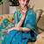 Aqua soft silk blend banarasi jacuard work designer party wear saree with unstitched blouse piece
