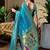 Aqua soft silk blend banarasi jacuard work designer party wear saree with unstitched blouse piece