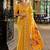 Yellow soft silk blend banarasi jacuard work designer party wear saree with unstitched blouse piece