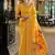 Yellow soft silk blend banarasi jacuard work designer party wear saree with unstitched blouse piece