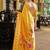 Yellow soft silk blend banarasi jacuard work designer party wear saree with unstitched blouse piece