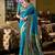 Aqua soft silk blend banarasi jacuard work designer party wear saree with unstitched blouse piece