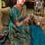 Aqua soft silk blend banarasi jacuard work designer party wear saree with unstitched blouse piece