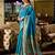 Aqua soft silk blend banarasi jacuard work designer party wear saree with unstitched blouse piece