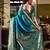 Aqua soft silk blend banarasi jacuard work designer party wear saree with unstitched blouse piece