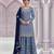 Blue chinon heavy embroidery semi stitched wedding palazzo suits