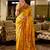 Yellow soft silk blend banarasi jacuard work designer party wear saree with unstitched blouse piece