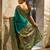 Teal green soft silk blend banarasi jacuard work designer party wear saree with unstitched blouse piece
