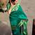 Teal green soft silk blend banarasi jacuard work designer party wear saree with unstitched blouse piece