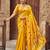 Yellow soft silk blend banarasi jacuard work designer party wear saree with unstitched blouse piece