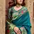 Teal blue soft silk blend banarasi jacuard work designer party wear saree with unstitched blouse piece