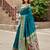 Teal blue soft silk blend banarasi jacuard work designer party wear saree with unstitched blouse piece
