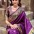 Purple soft silk blend banarasi jacuard work designer party wear saree with unstitched blouse piece