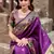 Purple soft silk blend banarasi jacuard work designer party wear saree with unstitched blouse piece