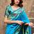 Turquoise soft silk blend banarasi jacuard work designer party wear saree with unstitched blouse piece
