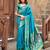 Turquoise soft silk blend banarasi jacuard work designer party wear saree with unstitched blouse piece