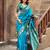 Turquoise soft silk blend banarasi jacuard work designer party wear saree with unstitched blouse piece