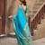 Turquoise soft silk blend banarasi jacuard work designer party wear saree with unstitched blouse piece