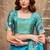 Turquoise soft silk blend banarasi jacuard work designer party wear saree with unstitched blouse piece