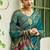 Teal blue soft silk blend banarasi jacuard work designer party wear saree with unstitched blouse piece