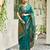 Teal blue soft silk blend banarasi jacuard work designer party wear saree with unstitched blouse piece