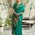 Teal green soft silk blend banarasi jacuard work designer party wear saree with unstitched blouse piece