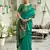 Teal green silk blend banarasi saree with unstitched blouse piece