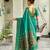 Teal green soft silk blend banarasi jacuard work designer party wear saree with unstitched blouse piece