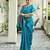 Turquoise soft silk blend banarasi jacuard work designer party wear saree with unstitched blouse piece