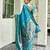 Turquoise soft silk blend banarasi jacuard work designer party wear saree with unstitched blouse piece