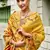 Yellow silk blend banarasi saree with unstitched blouse piece