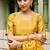 Yellow soft silk blend banarasi jacuard work designer party wear saree with unstitched blouse piece