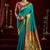 Teal green soft silk blend banarasi jacuard work designer party wear saree with unstitched blouse piece
