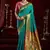 Teal green silk blend banarasi saree with unstitched blouse piece