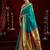 Teal green soft silk blend banarasi jacuard work designer party wear saree with unstitched blouse piece