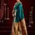 Teal blue soft silk blend banarasi jacuard work designer party wear saree with unstitched blouse piece
