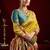 Yellow soft silk blend banarasi jacuard work designer party wear saree with unstitched blouse piece