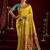 Yellow soft silk blend banarasi jacuard work designer party wear saree with unstitched blouse piece