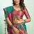 Teal green soft silk blend banarasi jacuard work designer party wear saree with unstitched blouse piece