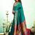Teal green soft silk blend banarasi jacuard work designer party wear saree with unstitched blouse piece